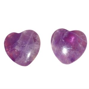 2pc Hearts Amethyst Love Friends Purple Palm Stone Heart Pocket Memory Gift Rock